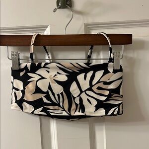 Floral Black and Cream Women's bandeau bikini top